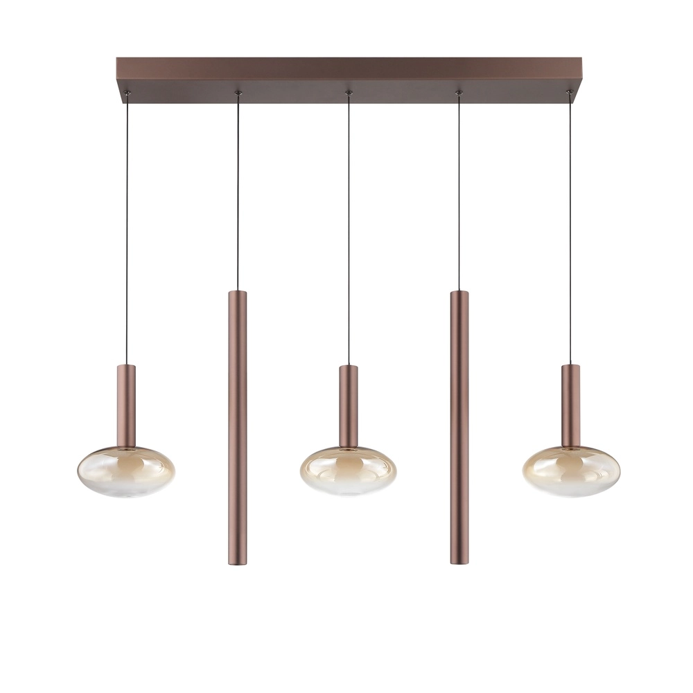 Hanglamp Veridian koffie bruin met amber glas Brilliant 4004353477942