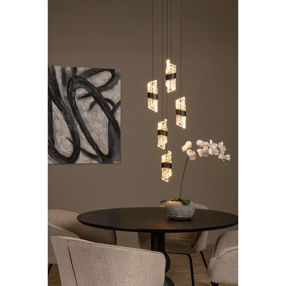 Design hanglamp Kligande 5-lichts zwart rond Lucide 5411212134639
