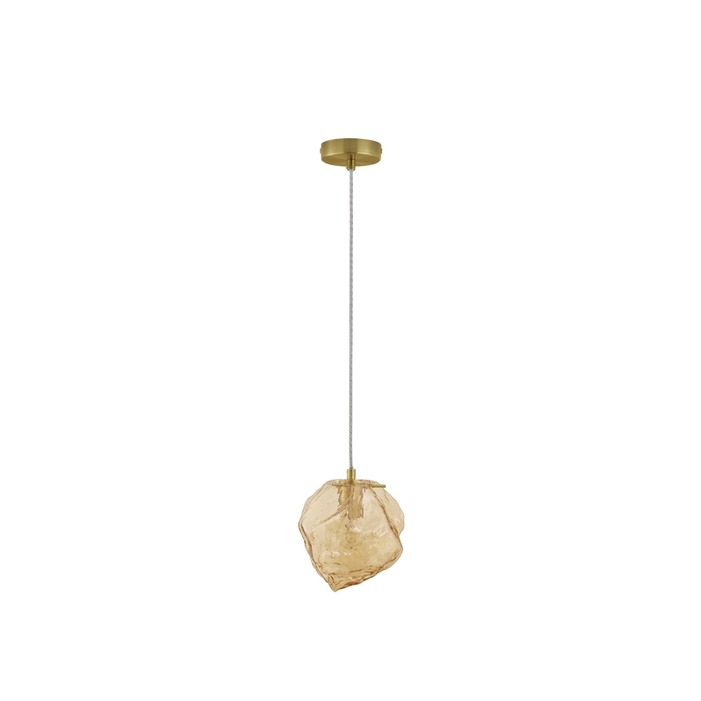 Hanglamp Odelle goud met amber glas Lyora 5212017434388