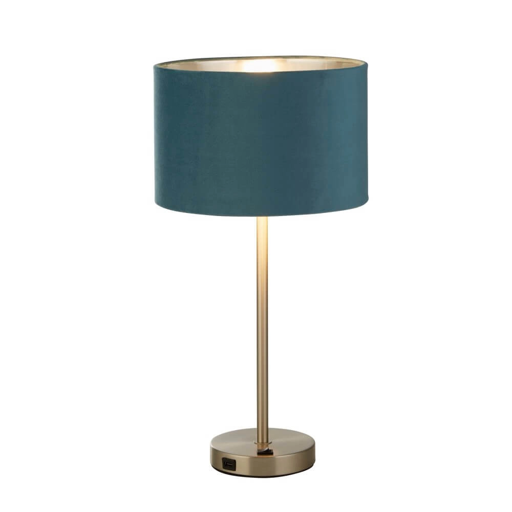 Tafellamp Finn goud met blauw Searchlight 5053423257242