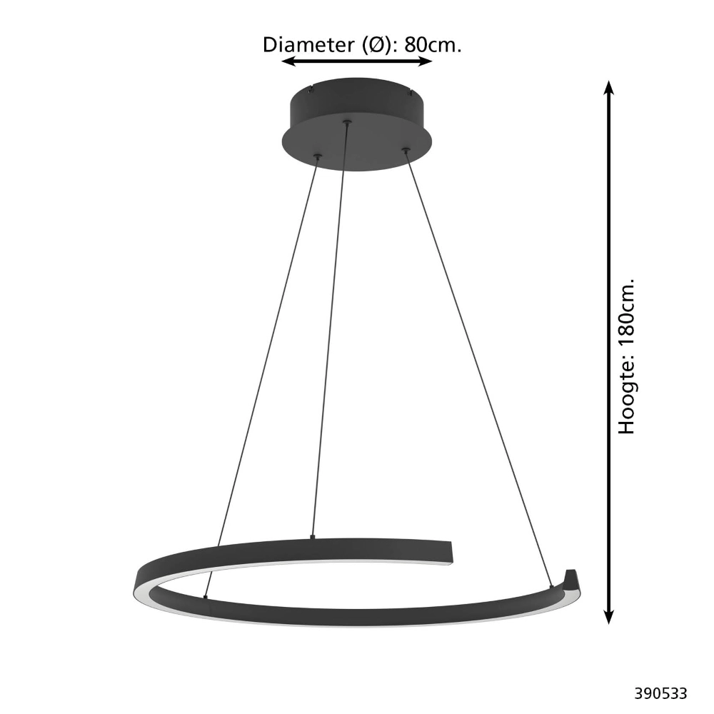 Hanglamp Labonete zwart hoogte verstelbaar Stars of Light 9008606359561