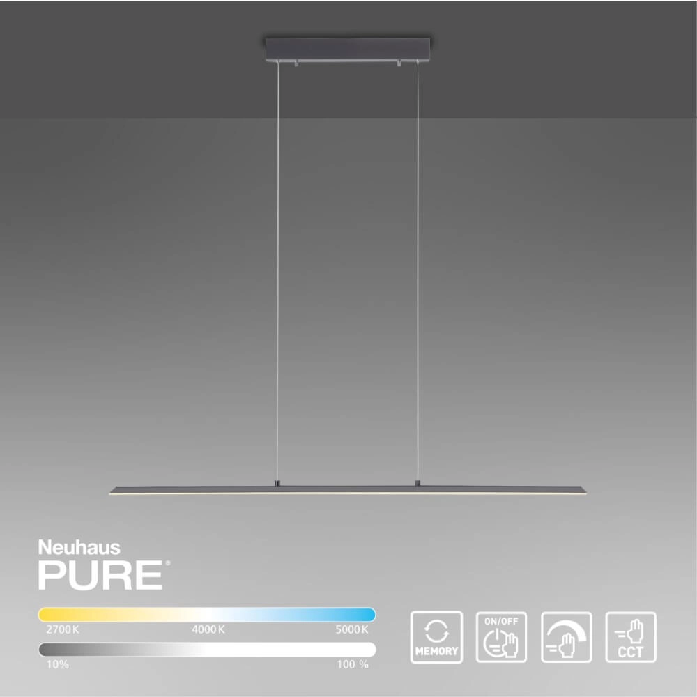 Design hanglamp Pure Lite 100cm antraciet Paul Neuhaus 4012248344873