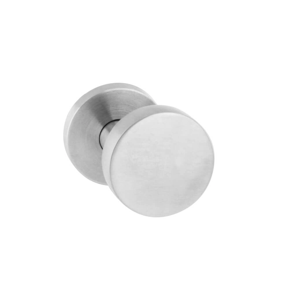 Deurknop Castor rond verkropt RVS