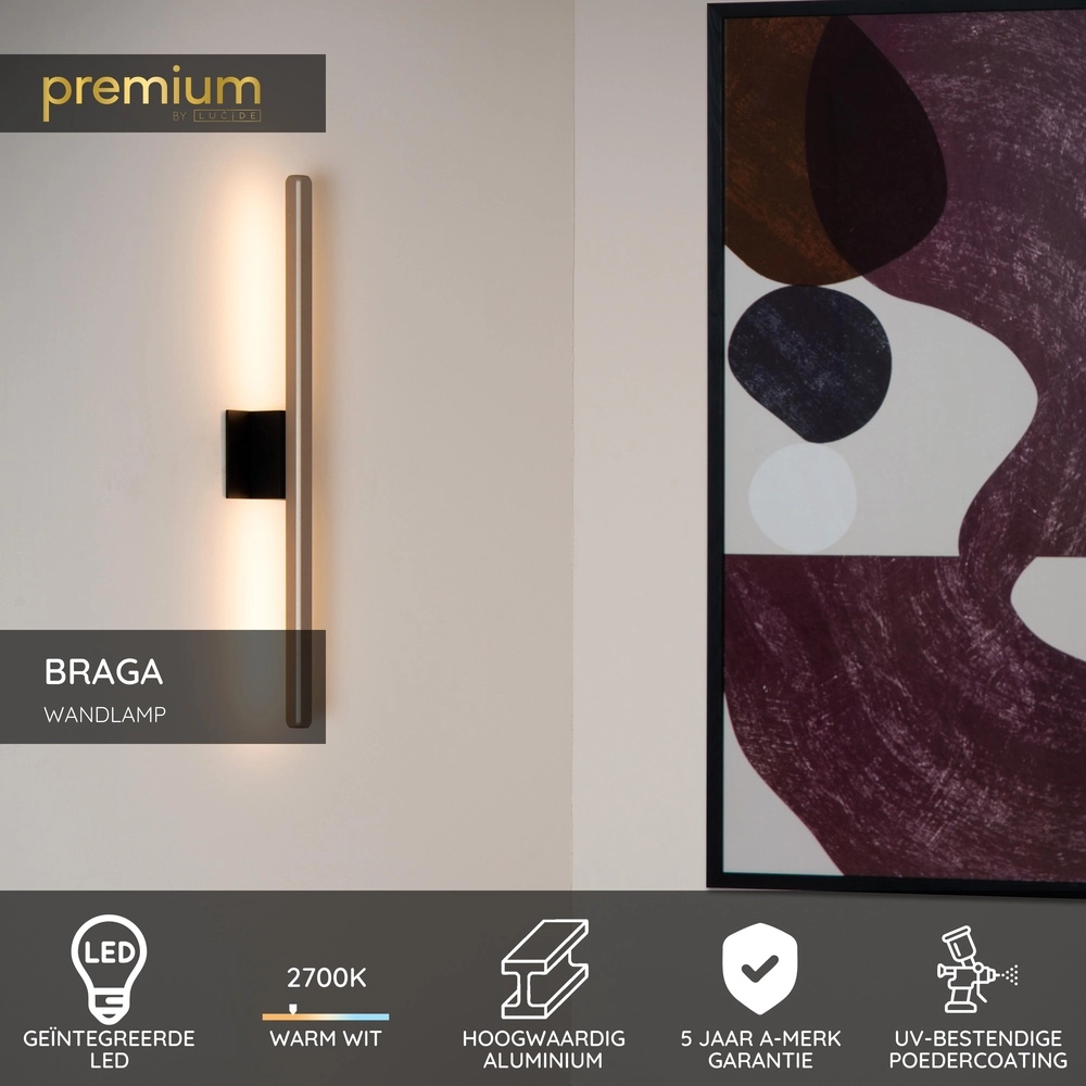 62cm champagne led wandlamp Braga Premium by Lucide 5411212234353