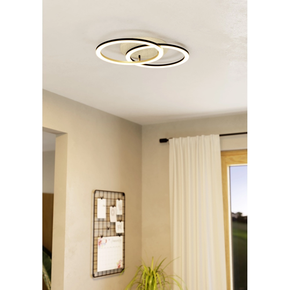 Zigbee plafondlamp Lomaltas-Z zwart met houtlook - rond Eglo 9008606327898