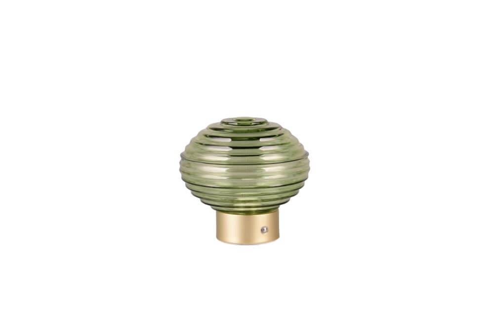 Oplaadbare tafellamp goud Earl groen glas Trio 4017807601947