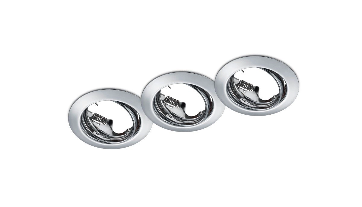 Set ronde inbouwspots Jura (3x) GU10 8,3cm chroom