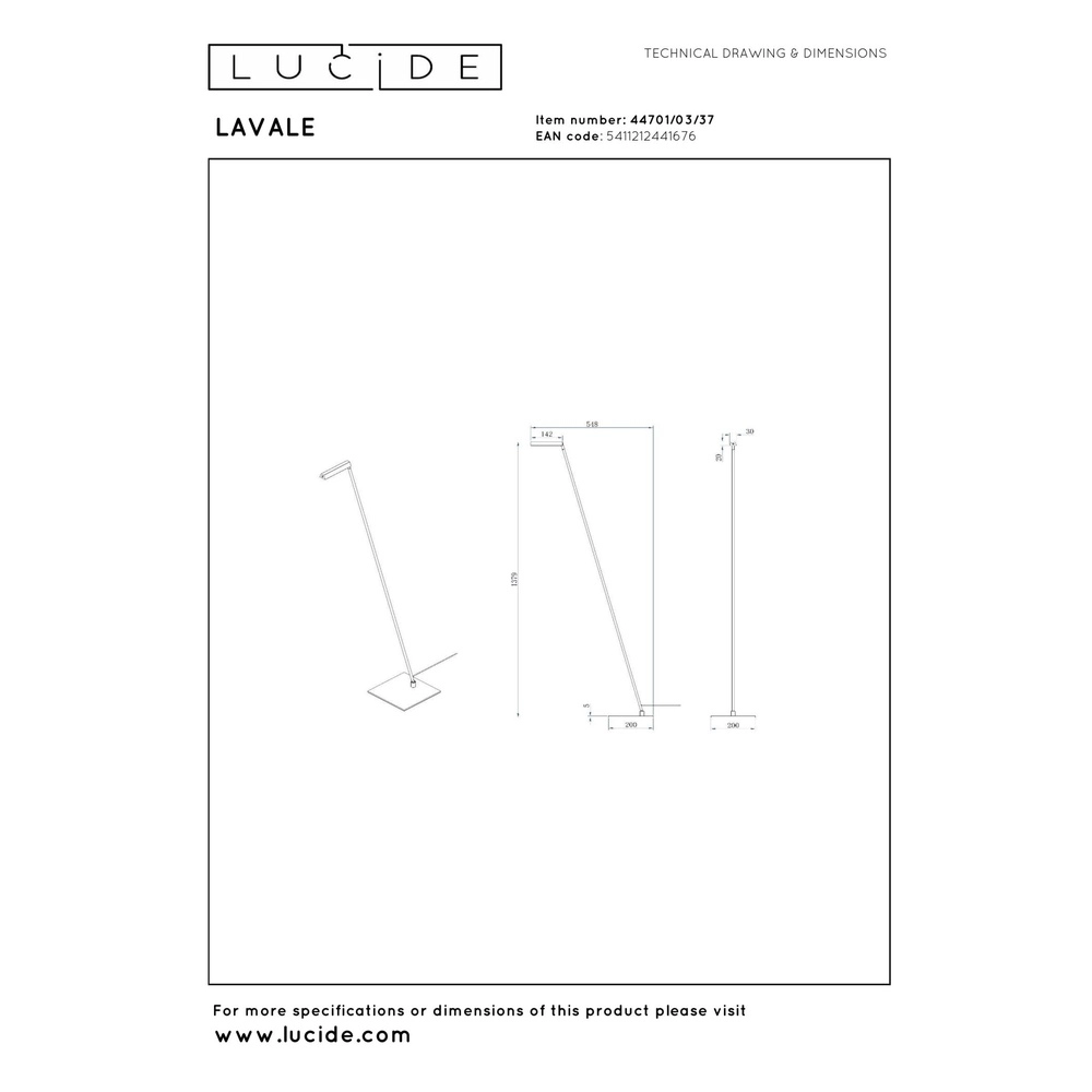 Design leeslamp Lavale blauw Lucide 5411212441676