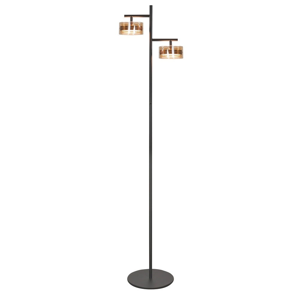 Design vloerlamp Mini Enzo zwart met brons 2-lichts