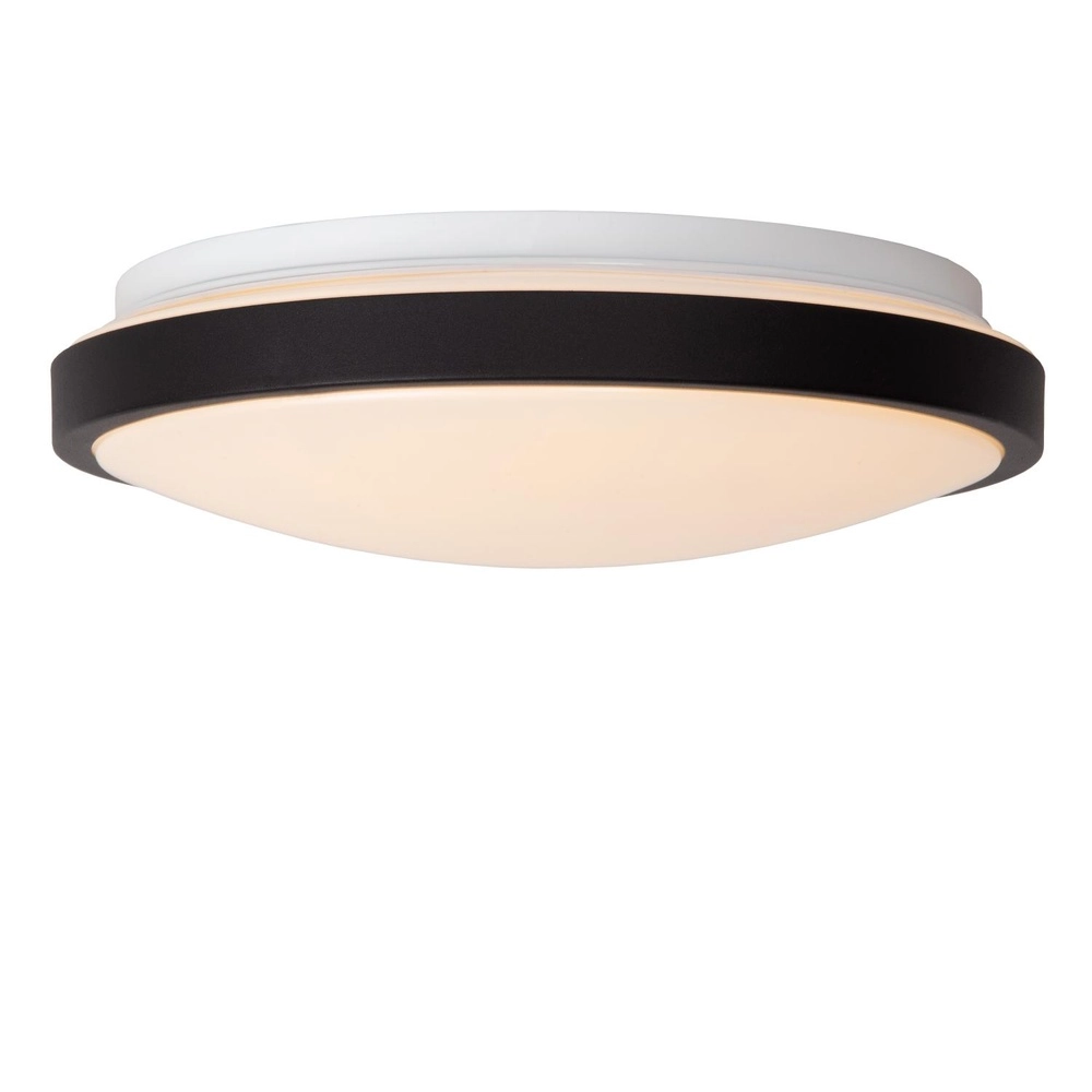 Zwarte plafonniere Dasher Ø 29,3cm IP44 voor badkamer Lucide 5411212792075