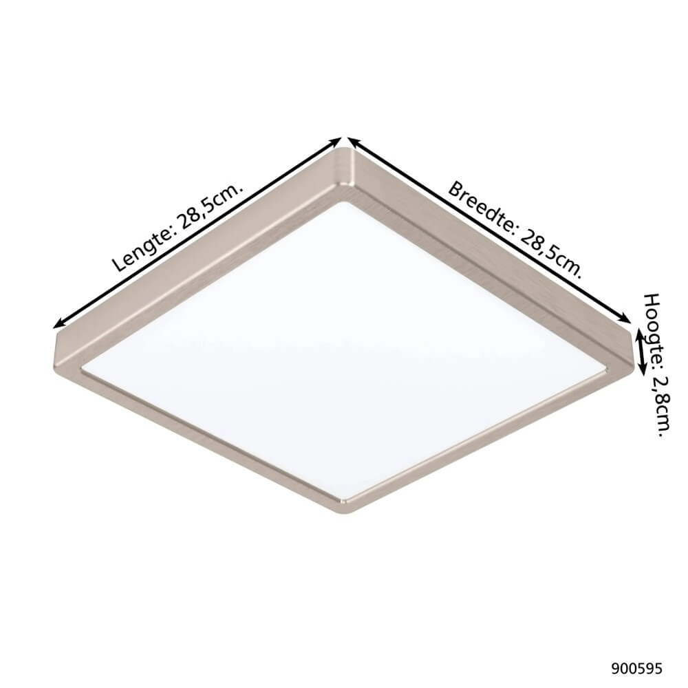 RVS plafonnière Fueva 5 28,5 bij 28,5cm Eglo 9008606244942