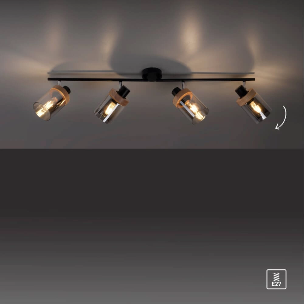 Plafondlamp Pasqual 4-lichts zwart Just Light 4043689986124