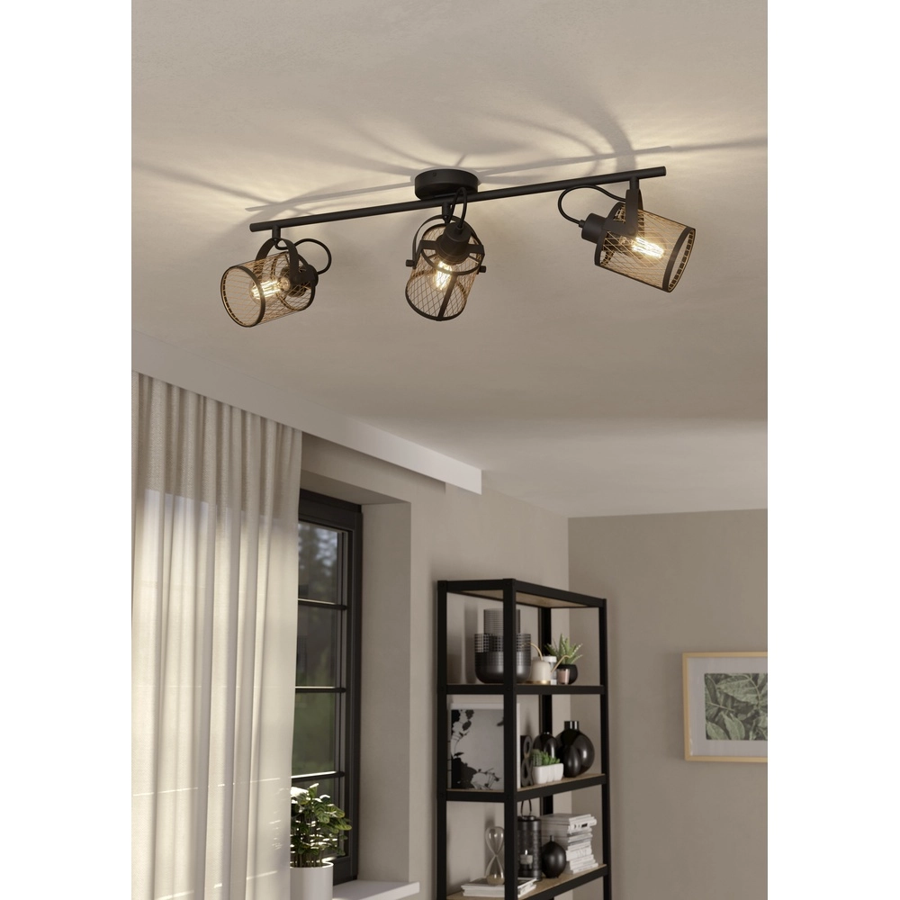 3-lichts plafondlamp Dellow zwart met goud Eglo 9002759435332
