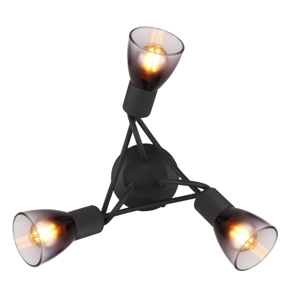 Zwarte plafondlamp Satella 3-lichts krul Globo 9007371455928