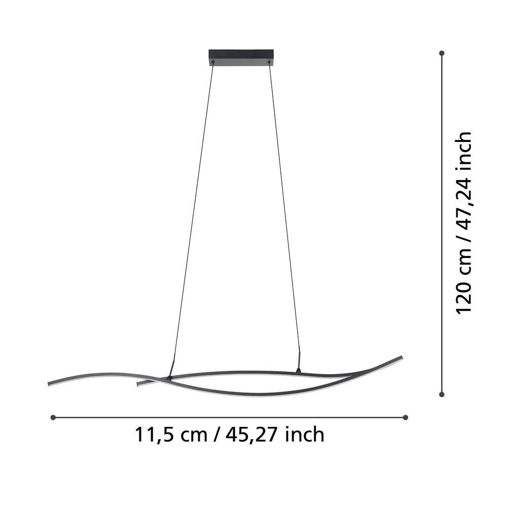 Chique led hanglamp Grisolia 115cm - zwart Eglo 9008606316175