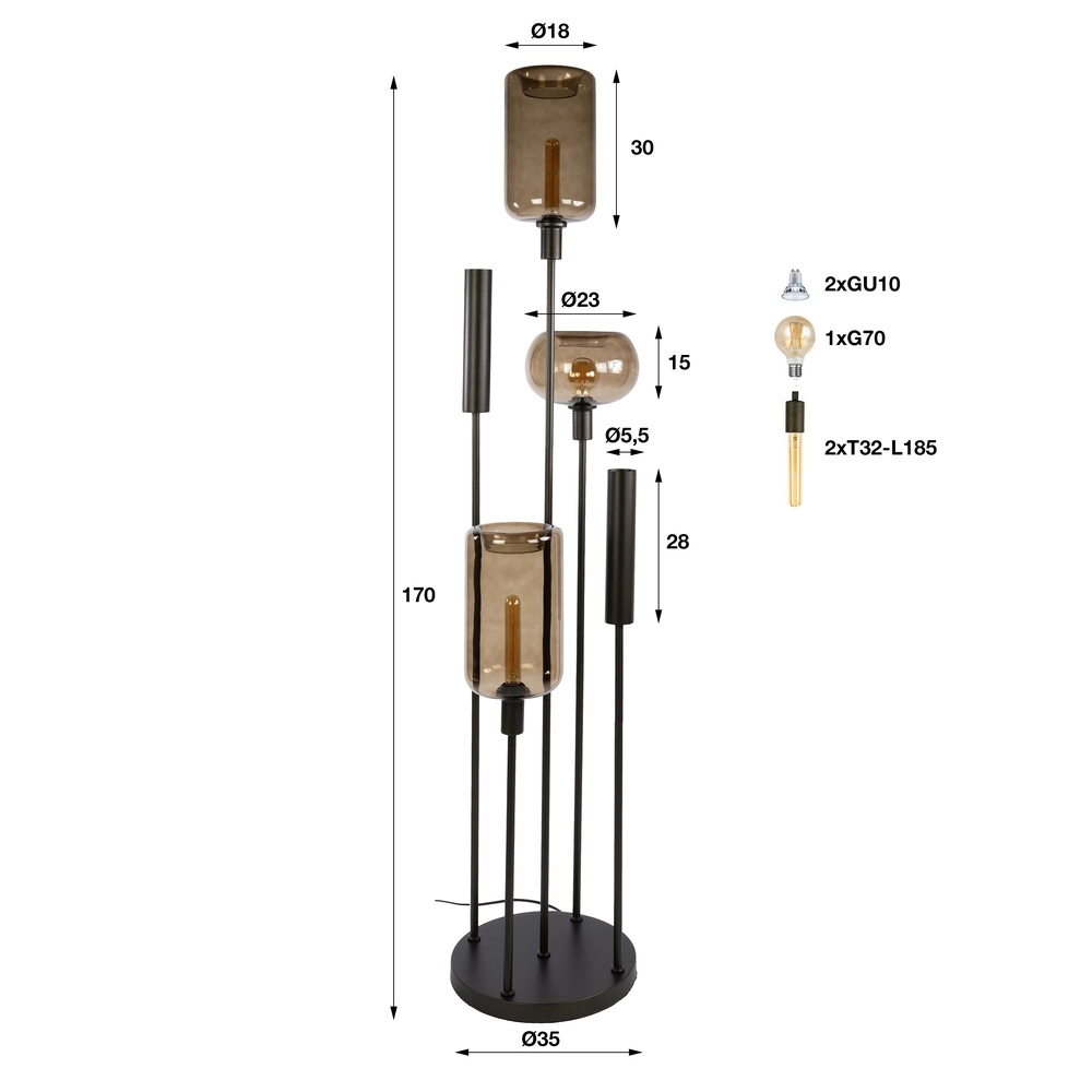Design vloerlamp Serene sienna bruin Lyora 8716803514775