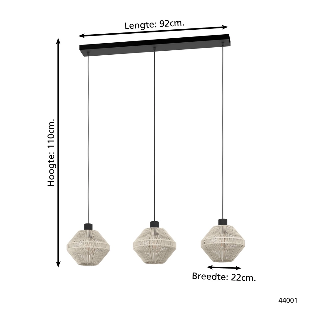 Touw hanglamp Midsumer 3x Ø 22cm Eglo 9002759440015