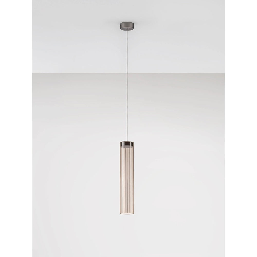 Design hanglamp Brielle antraciet met mokka glas Lyora 5212017495419