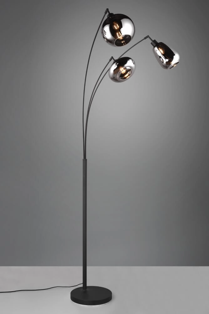 Staande vloerlamp Lumina zwart armatuur met chroom glas Trio 4017807581201