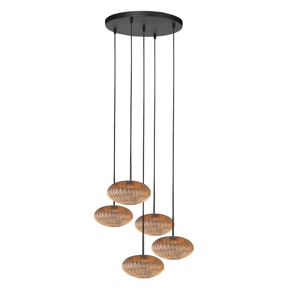 Hanglamp HaloSwap 5-lichts amber glas