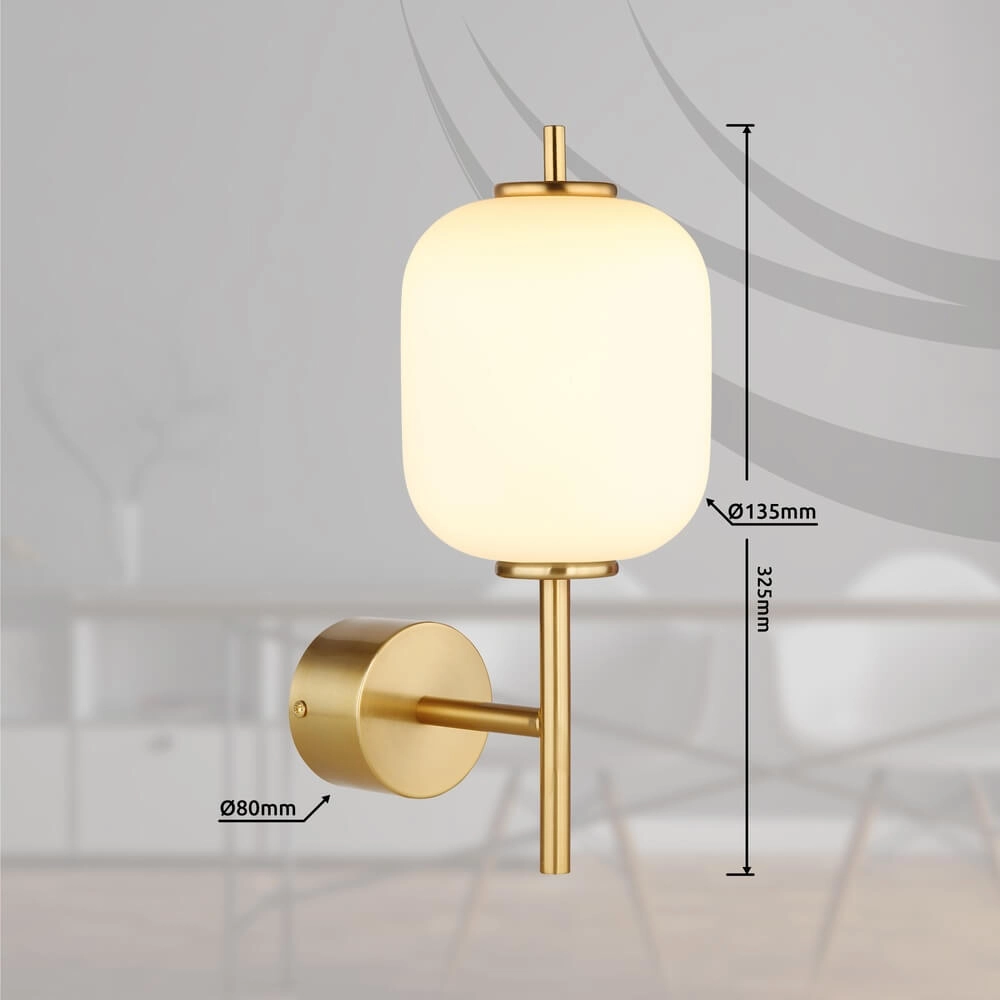 Gouden wandlamp Ewald wit glas Globo 9007371455584