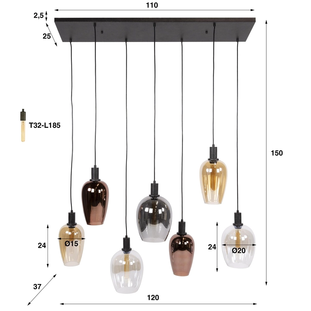 Eettafel hanglamp Amfora 7-lichts Lyora 8716803511705