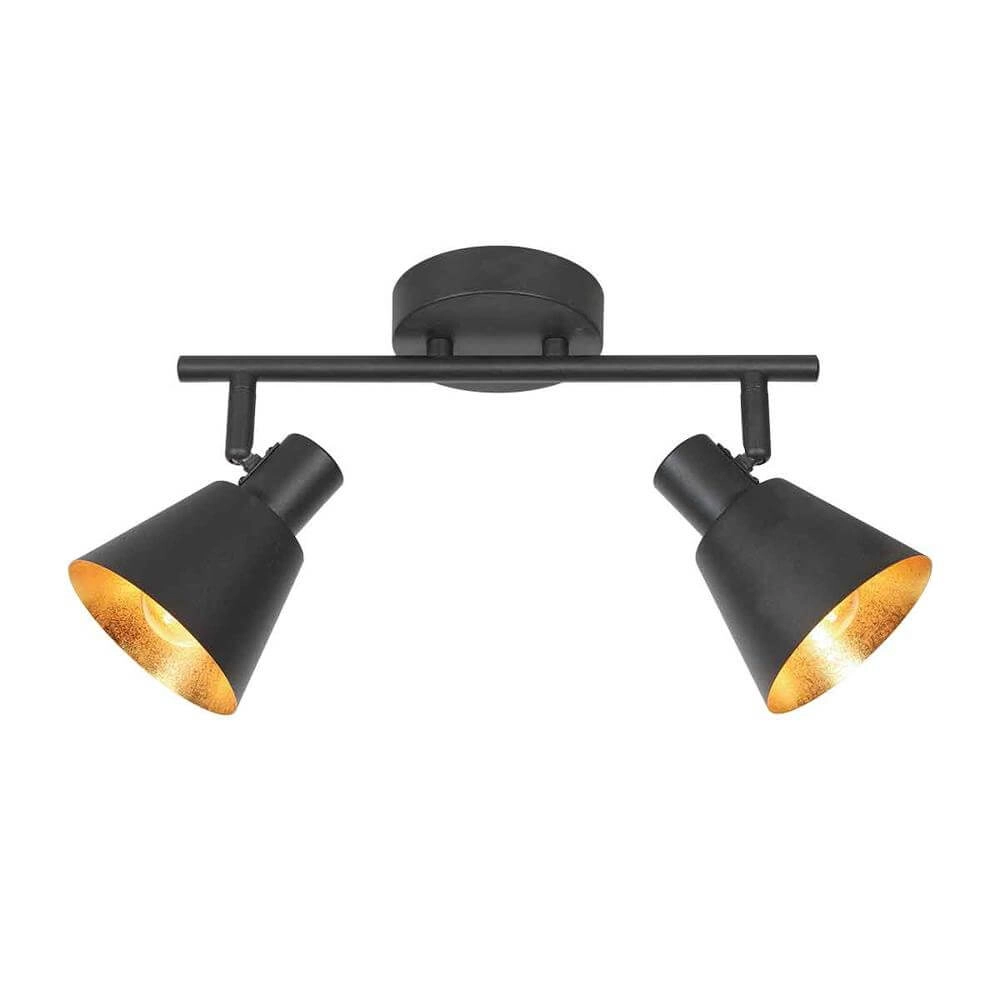 Plafondlamp Oeroe zwart met goud 2-lichts