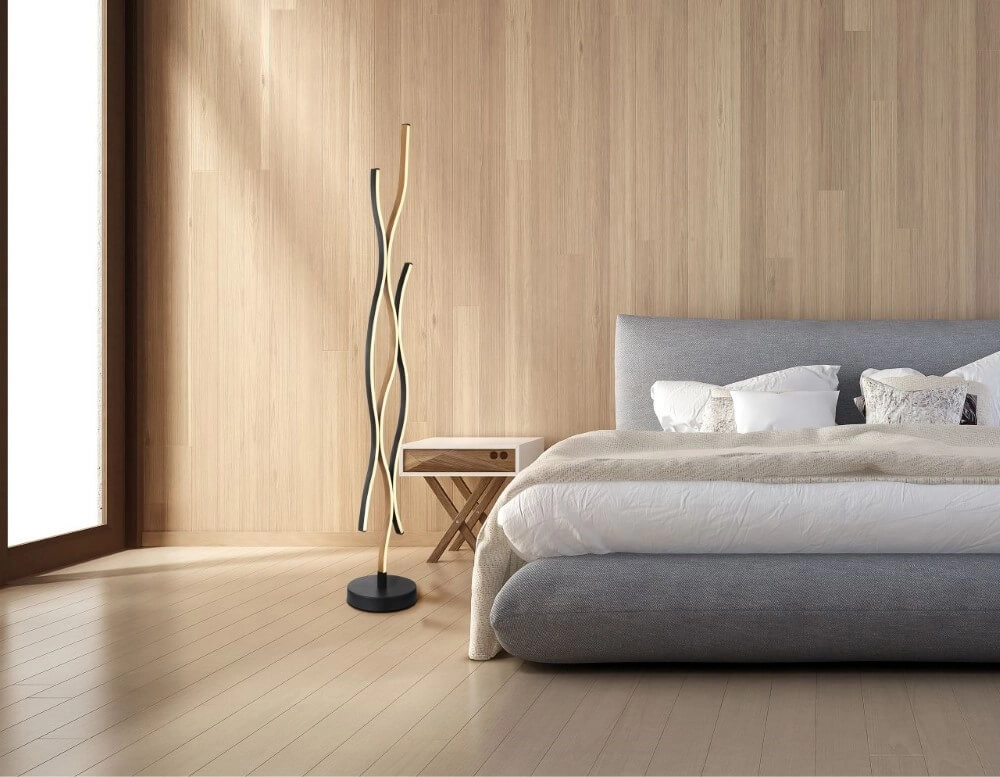 Vloerlamp Geronimo zwart met hout Globo 9007371457045