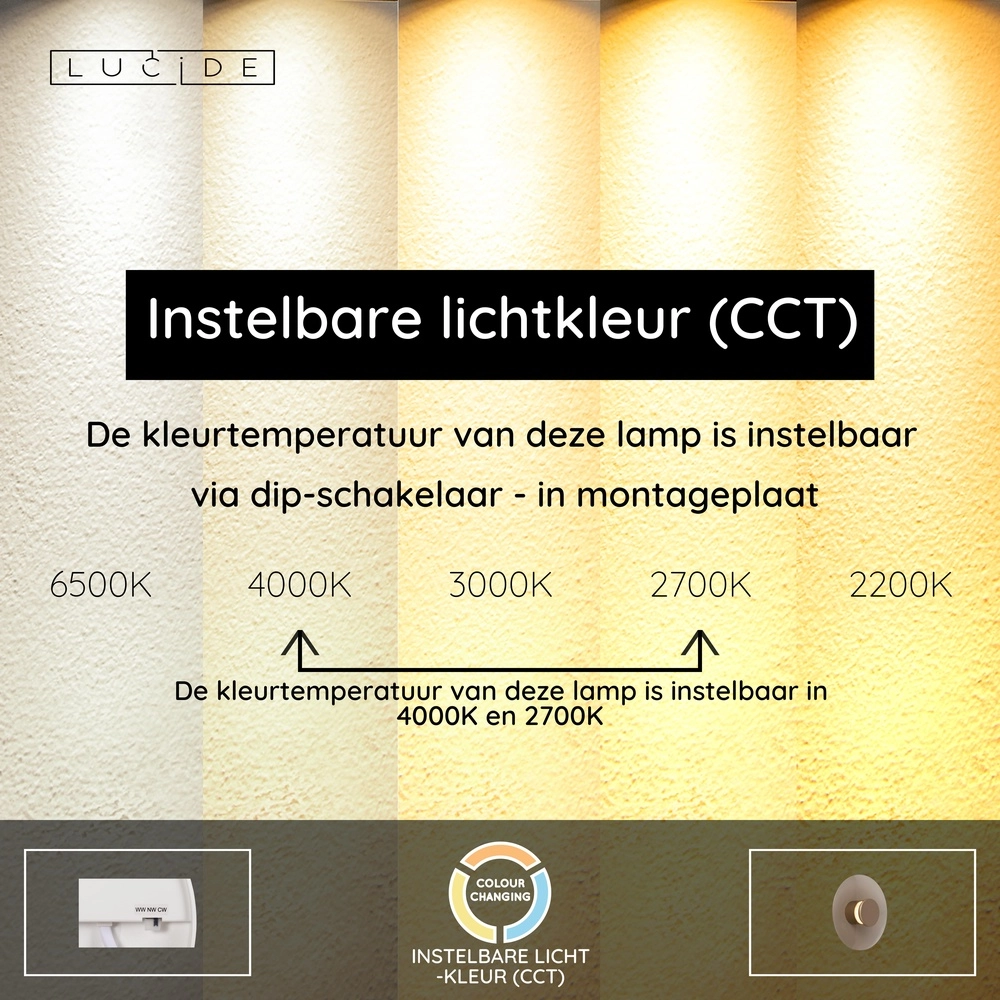 Led wandlamp Santiago Ø 23cm - champagne met amber glas Premium by Lucide 5411212221896