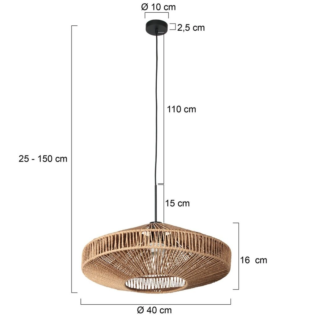 Hanglamp Ropex met rotan kap Ø40cm Steinhauer 8712746182774