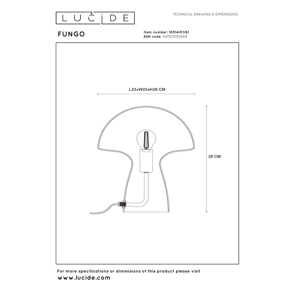 Tafellampje Fungo opaal Lucide 5411212105684