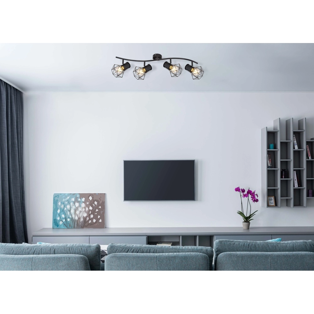 Plafondlamp Priska 4-lichts zwart Globo 9007371406173