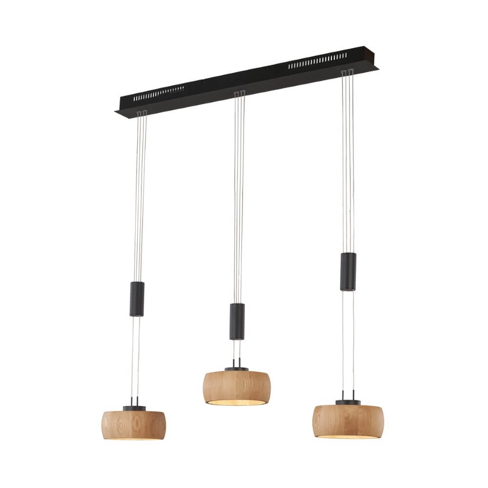 3-lichts hanglamp Shine-Wood zwart 3-lichts hanglamp Shine-Wood zwart