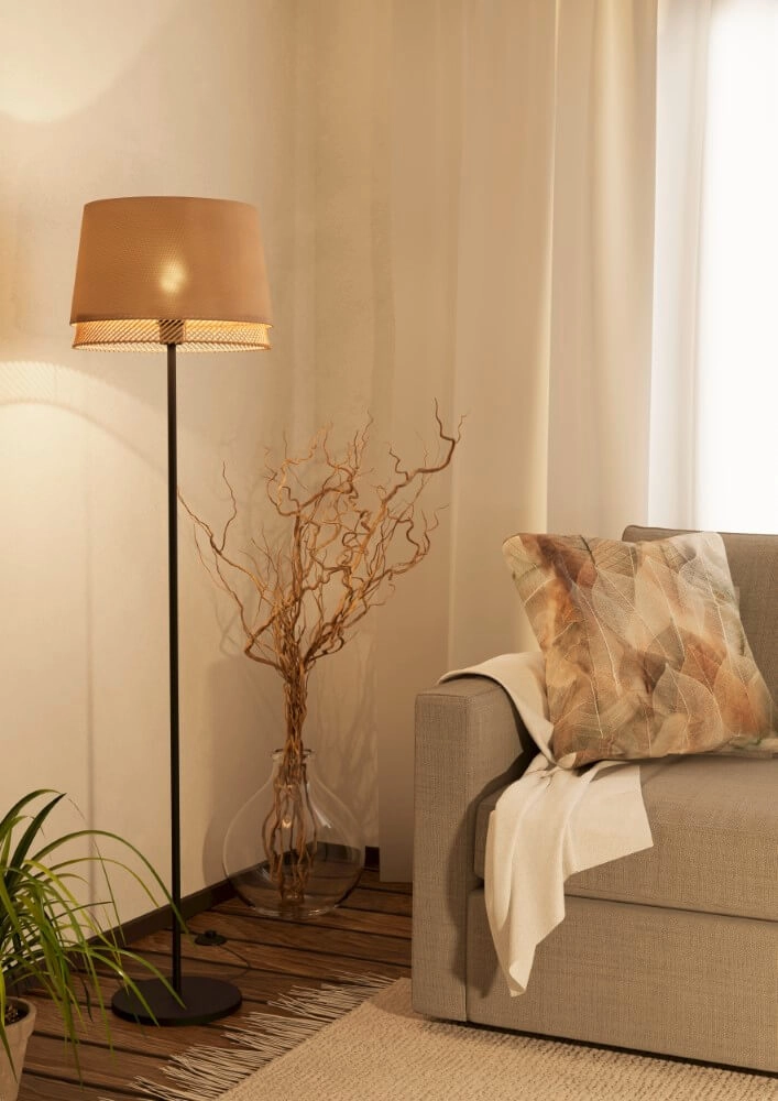 Staande lamp Tabley linnen met rotan Eglo 9002759439781