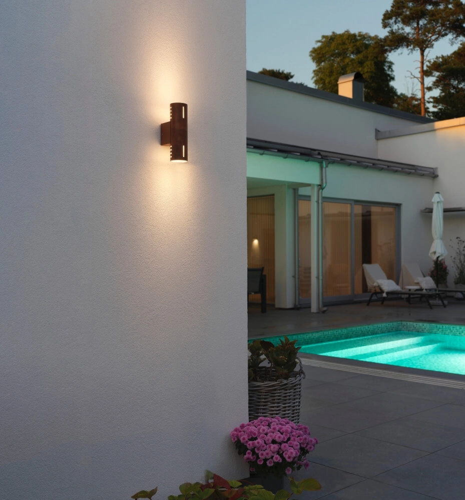 Design wandlamp Cuneo roestbruin met wit glas KonstSmide 7318303659720