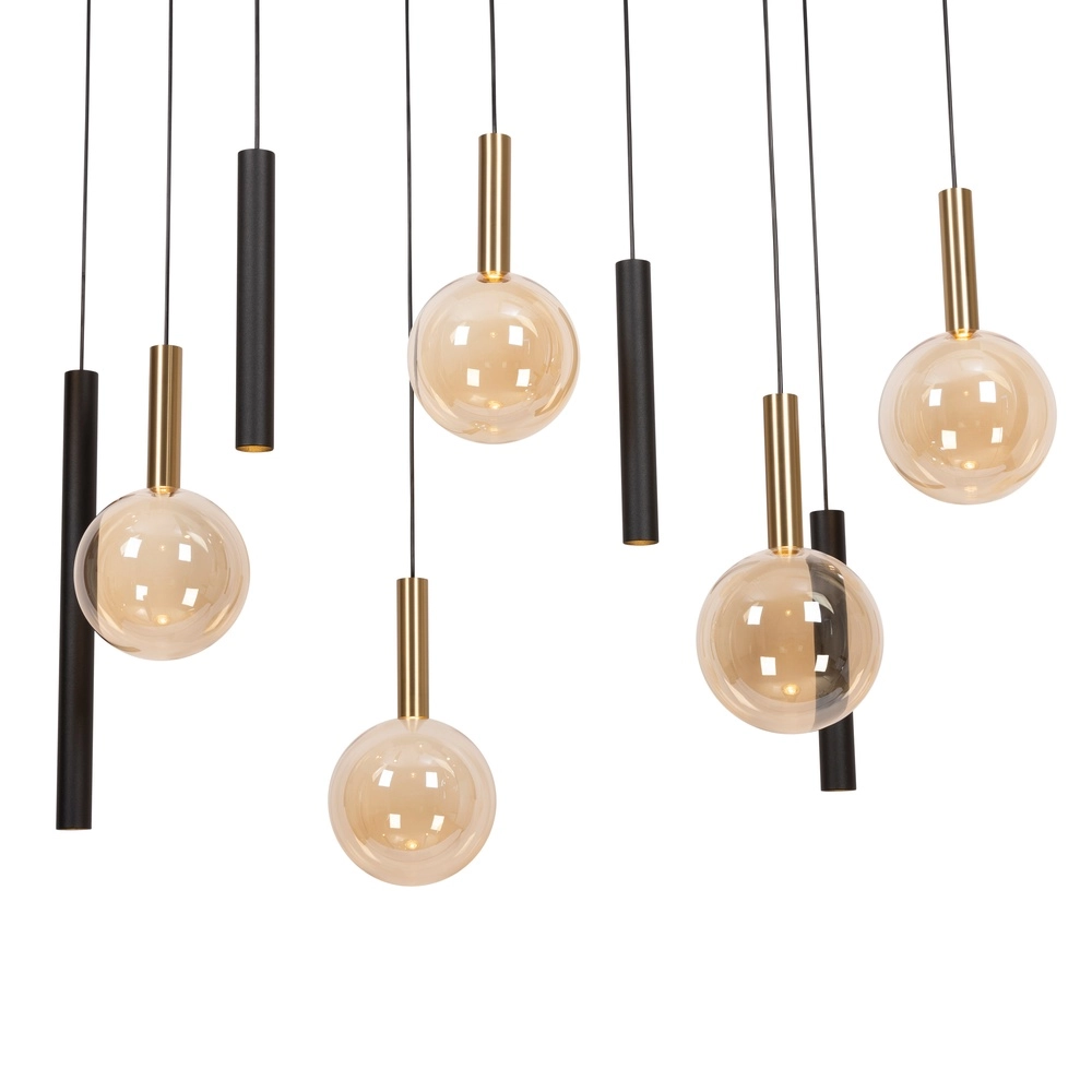 12-lichts hanglamp Josiane zwart met goud Lucide Vibes 5411212212160