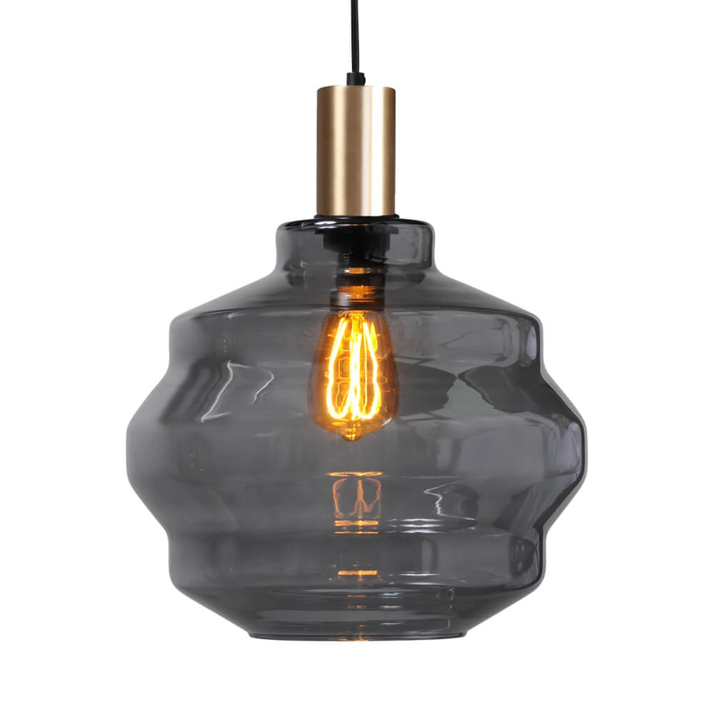 Hanglamp goud Porto met Ball smoke glas - Ø 30cm
