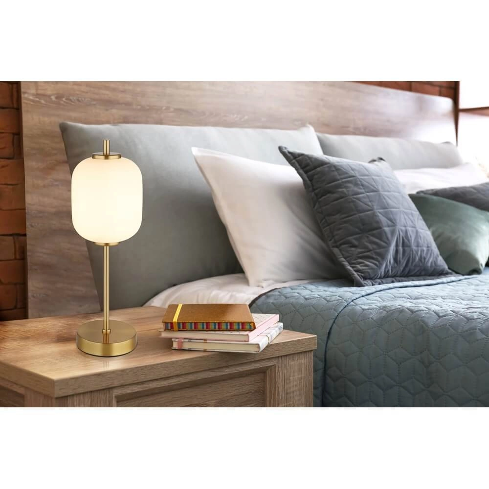 Gouden tafellamp Ewald wit glas Ø 13,5cm Globo 9007371468539