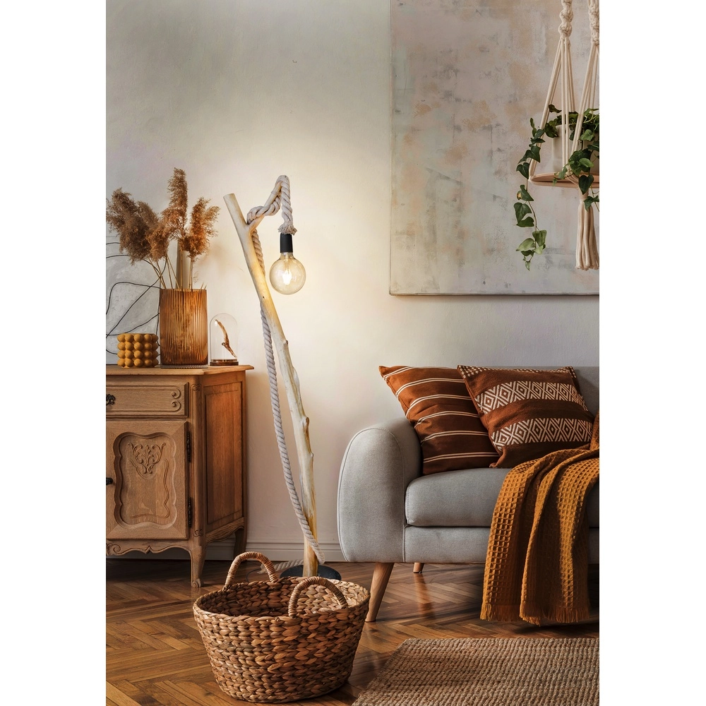 Landelijke vloerlamp Nerida hout Globo 9007371475568