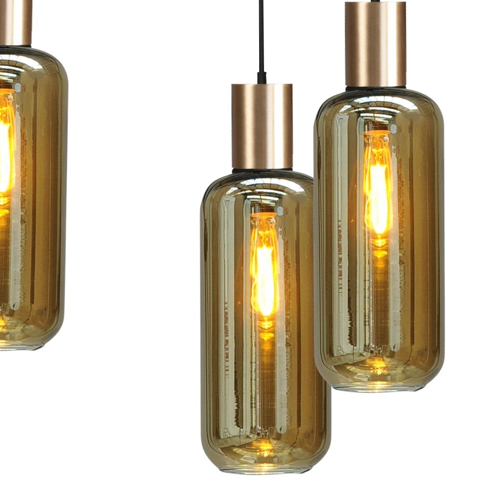 Zwarte hanglamp met goud Bounty 6-lichts cilindrisch glas Masterlight 8718121247908