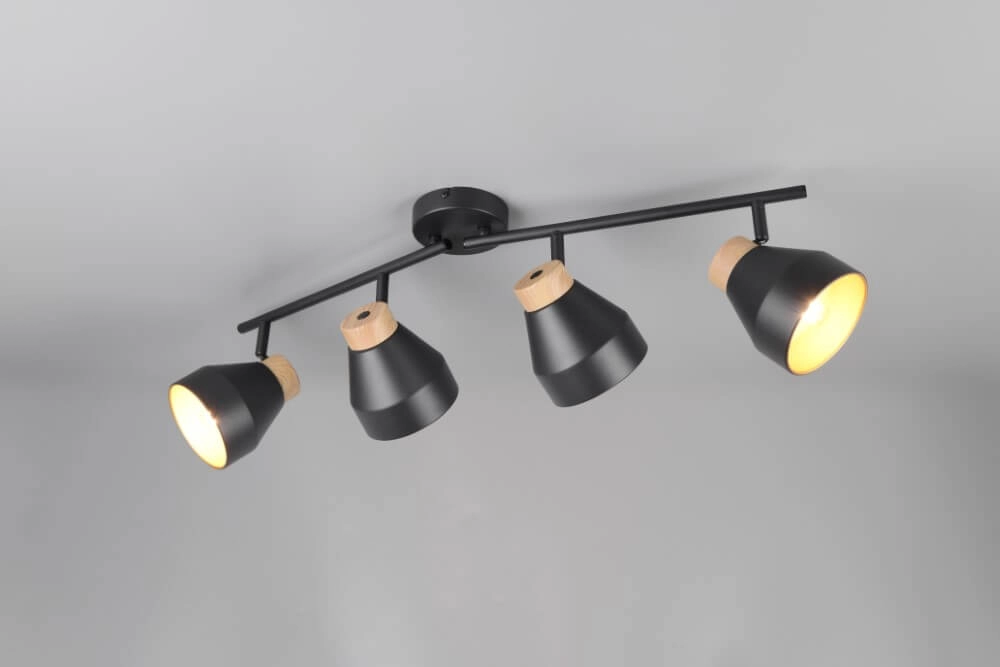 Design plafondlamp 4-lichts Valentin zwart Trio 4017807637434