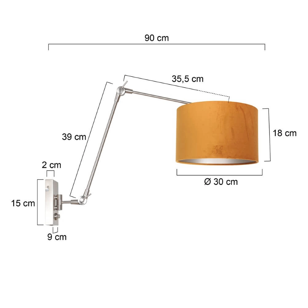 Verstelbare muurlamp Prestige Chic met goud velvet Steinhauer 8712746145816