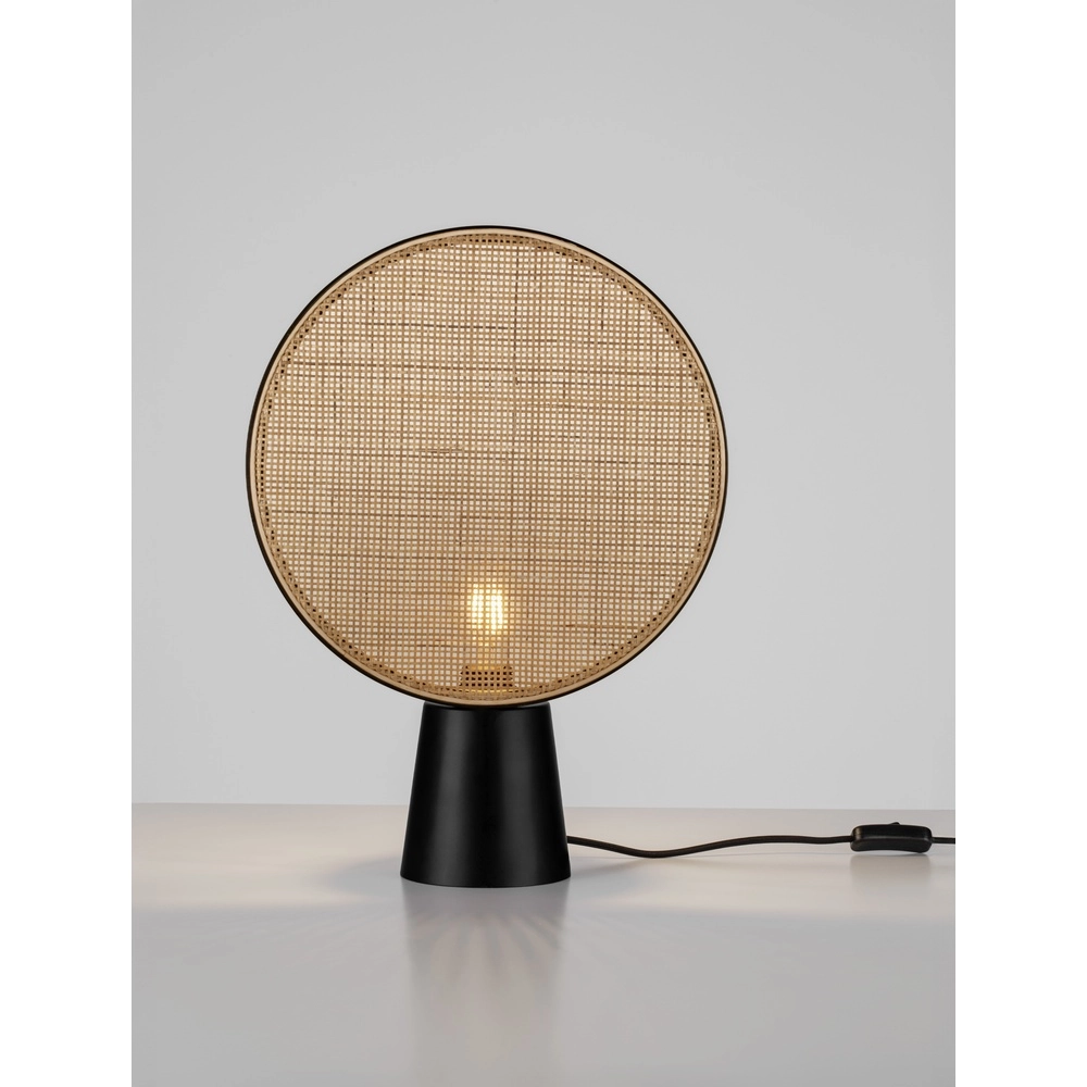 Tafellamp Tiera Ø 35cm rotan met zwart Tafellamp Tiera Ø 35cm rotan met zwart