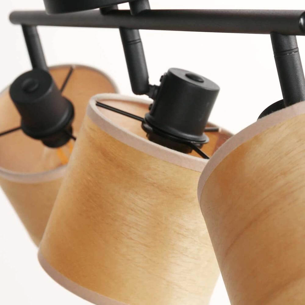 Plafondlamp Bambus zwart met bamboe 3-lichts Steinhauer 8712746171426