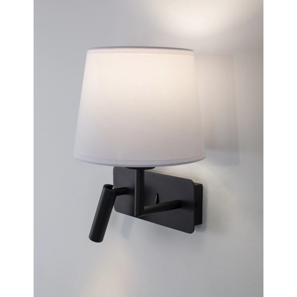 Wandlamp Savona zwart met witte kap Lyora 5212017430175
