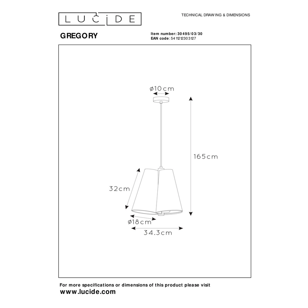 Design hanglamp Gregory zwart Lucide 5411212303127