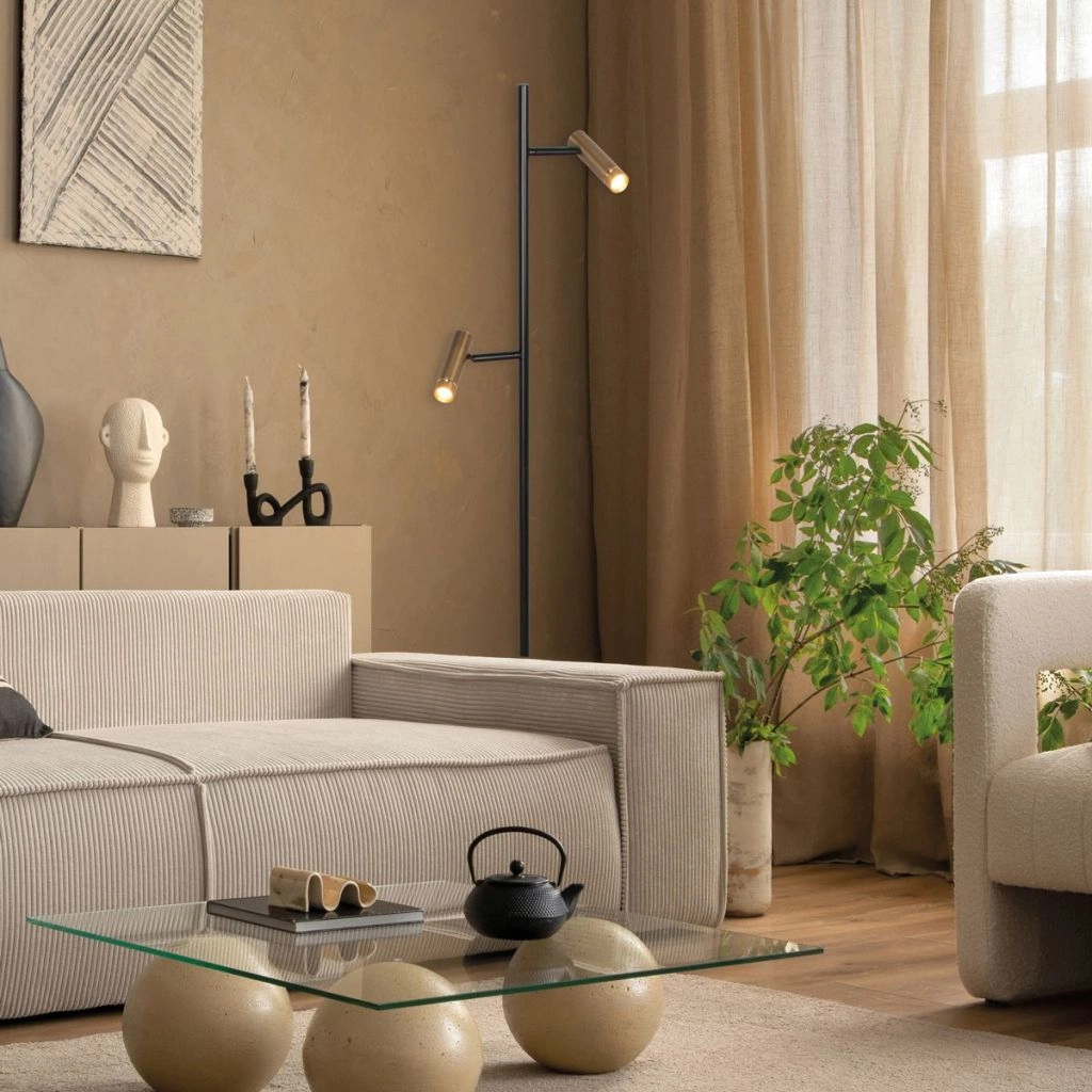 Vloerlamp 2-lichts Lumo zwart met goud Steinhauer 8712746184662