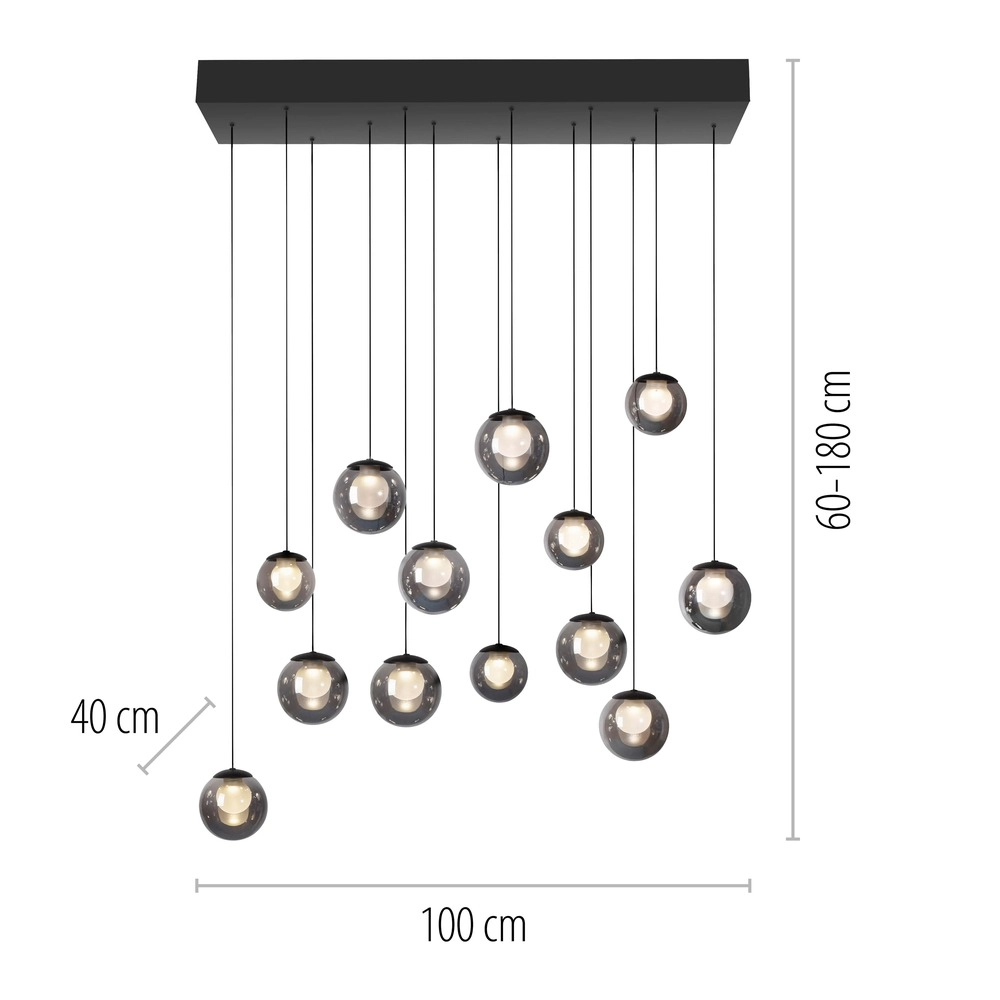 13-lichts hanglamp Pure Popup mystic grey Paul Neuhaus 4012248398302