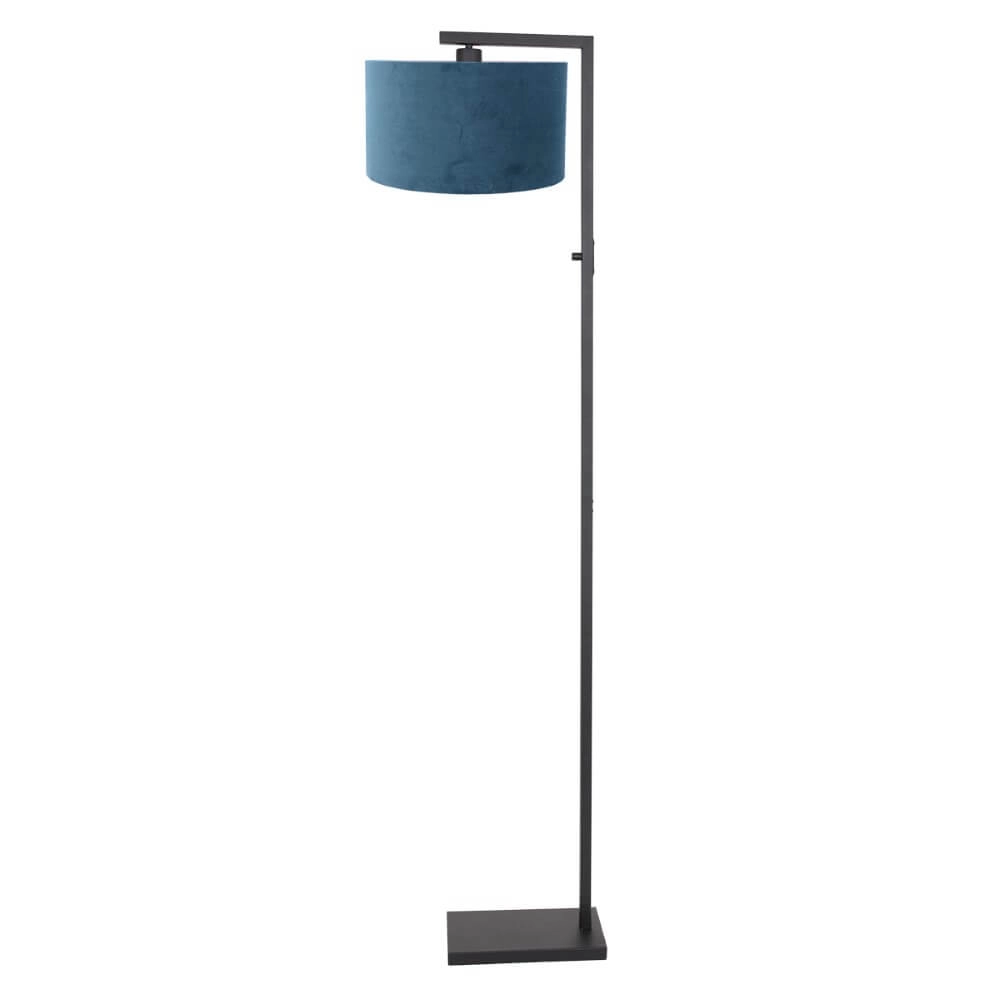 Strakke vloerlamp Stanger met blauw velvet Steinhauer 8712746151787