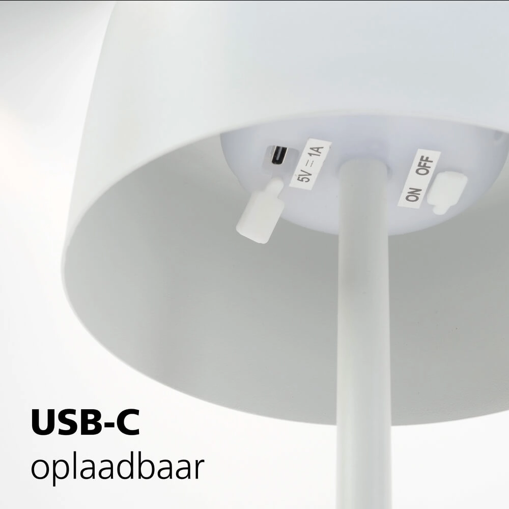 Strakke tafellamp Roccanova solar wit met usb Eglo 9008606355044